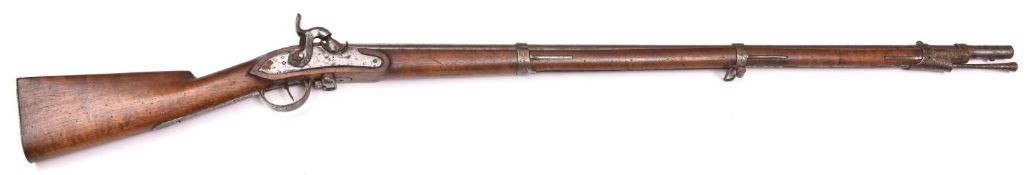 A percussion military musket, probably Russian, 55½" overall, barrel 40", breech marked "111 904"