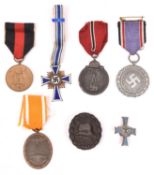 5 Third Reich medals: Eastern Front, Mother's Cross, Luftschutz Service; West Wall October 1938