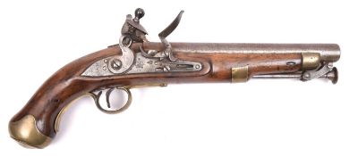 A .65" New Land Pattern flintlock holster pistol, the 9" barrel bearing ordnance proofs, the lock