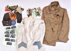 An RAF Regiment KD jacket, with anodised buttons; an RAF tropical white jacket; 2 WRAF skirts and