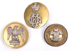 Three ear bosses: Vic King's Dragoon Guards, Ryl Scots Greys; and Prince of Wales Own Royal