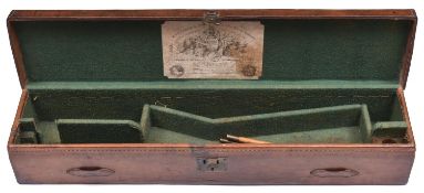A deep leather covered case for a percussion gun or rifle with 30" barrel, 30½" x 6" x 4¼" internal,