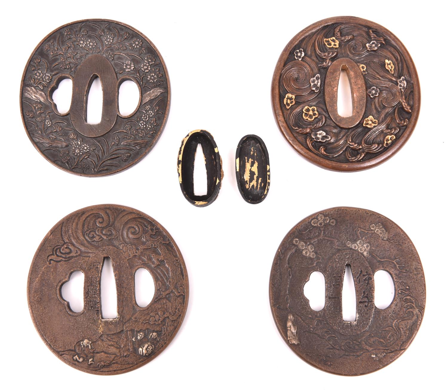 4 large modern tsuba and 1 modern fuchi kashira. £100-150 - Image 2 of 2