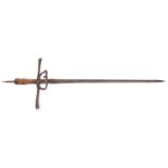 A 17th century short sword or long hanger, converted from a rapier, slender blade 20½" with deep