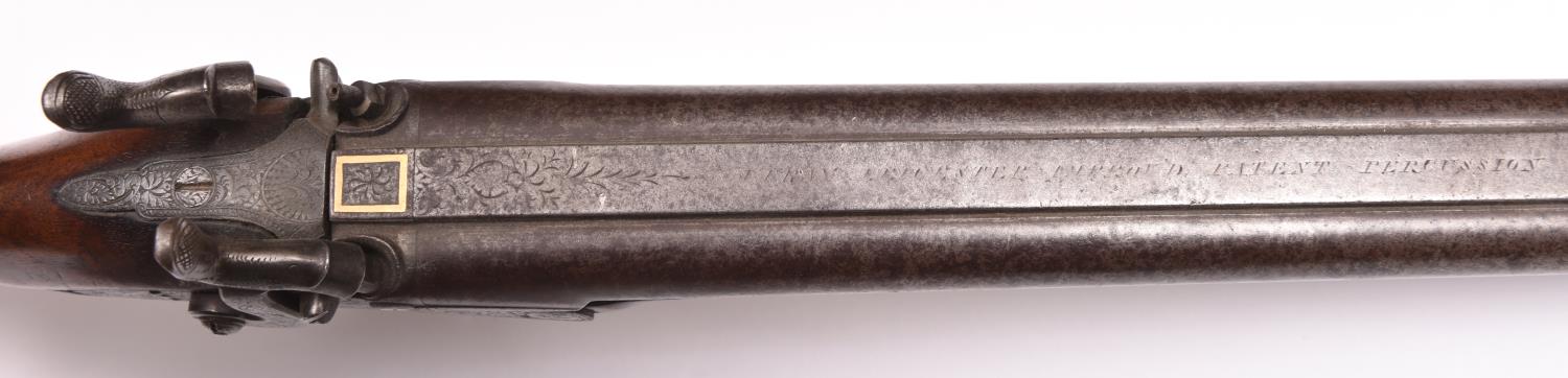 A DB 14 bore percussion coaching carbine, by John Fray of Leicester, c 1830, 37½" overall, barrels - Image 3 of 3