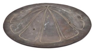 A 19th century Japanese retainer's brass helmet, in Chrysanthemum shape, diameter 14", GC (no liner)