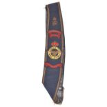 A scarce RAF Drum Major's sash, Geo VI cypher, "Linton on Ouse Band", and RAF crest applied in