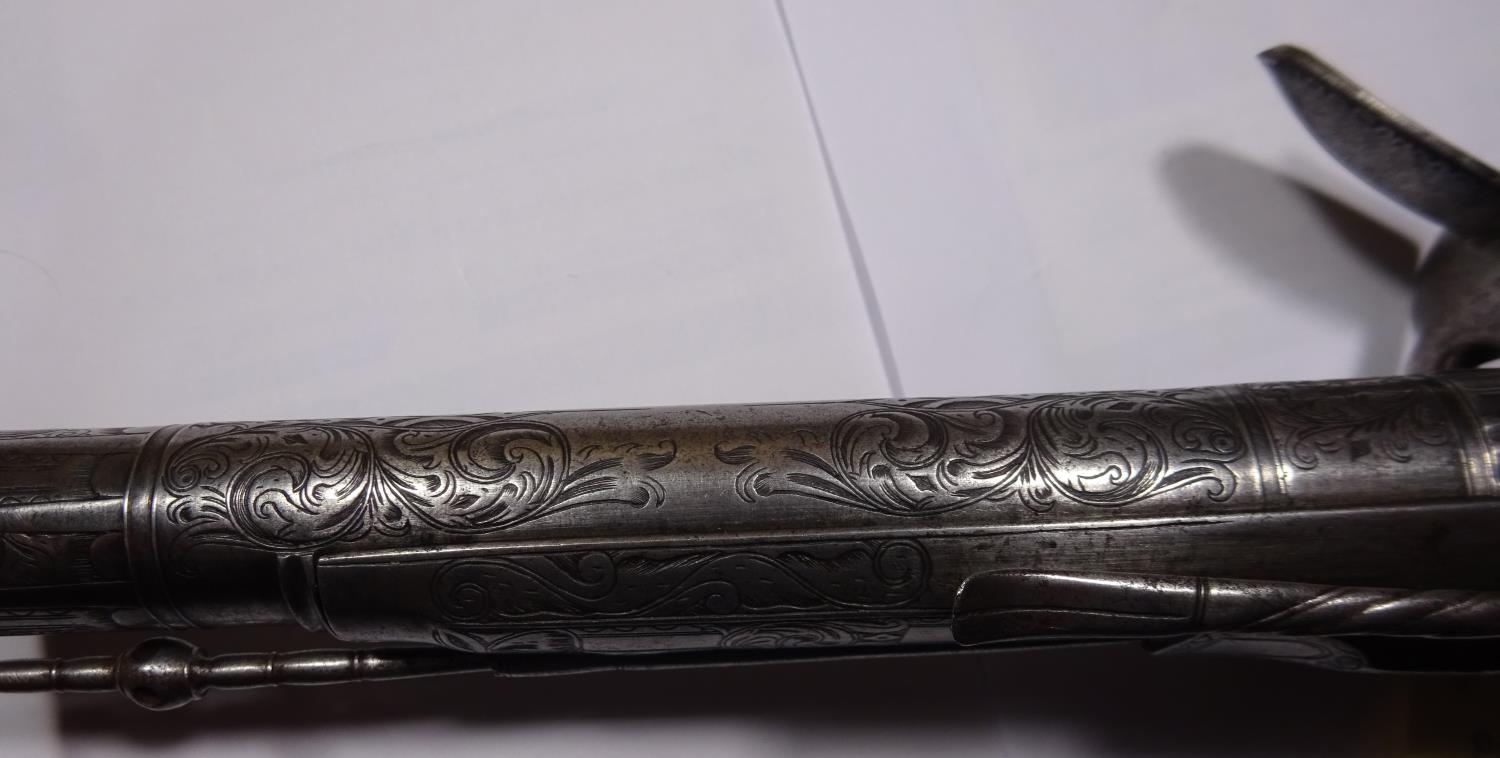 A good 22 bore Scottish all steel flintlock belt pistol, by John Murdoch of Doune, c 1760, 12" - Image 3 of 9