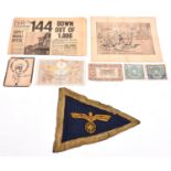 A Third Reich Admiral's car pennant, 11" x 8½", gold lace edge trim, embroidered eagle, various