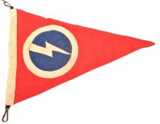 A British Union of Fascist vehicle pennant, 20" x 13½", applique rune centre piece. GC £70-80