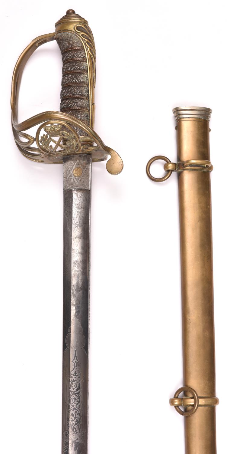 A Victorian 1845 pattern Infantry officers sword for a General Officer, blade 32¾", by Phelps & - Image 2 of 2
