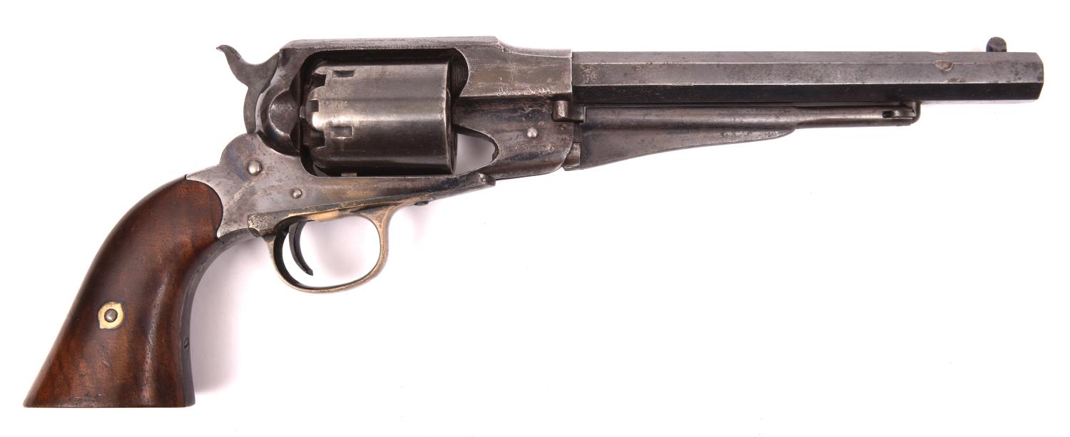 A 6 shot .44" Remington New Model Army single action percussion revolver, number 102502, with