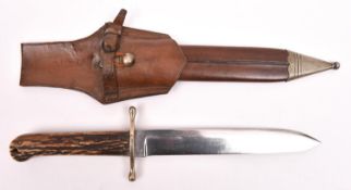 A good Victorian Bowie knife, by Joseph Rodgers for S.W. Silver & Co, spear point blade 8¼", the