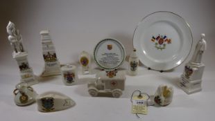 11 items of crested china: Blackpool Edith Cavell, City of London Cenotaph, Matlock Bath war