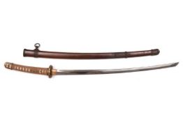 A military katana in standard WWII mounts, grooved blade, clip missing from fuchi. £600-800