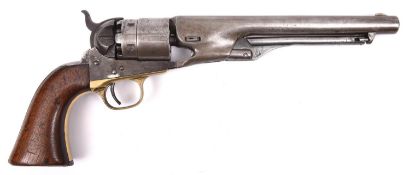 A 6 shot .44" Colt Model 1860 Army percussion revolver, number 125172 on all parts, with New York