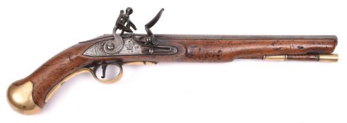 A .56" Tower long Sea Service flintlock belt pistol, barrel 12" with ordnance proofs, the lock