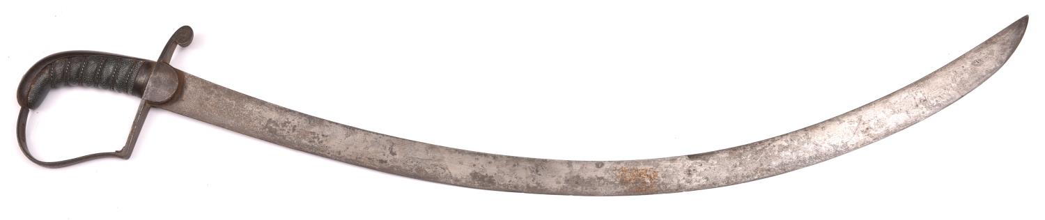 An early 19th century light cavalry officer's sword, flat sharply curved blade 28", steel 1796 style