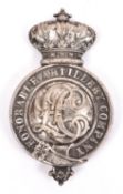 An officer's silver plated undress sabretache badge of the Honourable Artillery Company Light