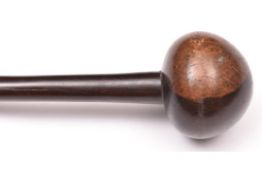 A Zulu hardwood knobkerrie, 26" overall, with single narrow band of thin cord binding. GC £20-40
