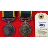 Efficiency medals with Territorial suspender scrolls (2): Geo VI, first type (6015299 Sgt L.S.