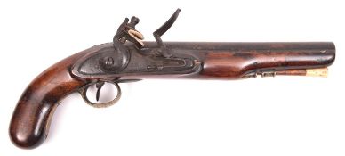 A .75" modified 1796 pattern flintlock holster pistol to the 18th Light Dragoons, 9" barrel with