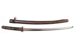 A military katana with full length grooves, blade appears to have some age with an O-suriage tang