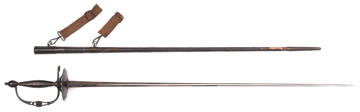 A Victorian court sword, blade 32" retains nearly all original polish, cut steel hilt, dish guard,
