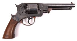 A 6 shot .44" Starr Arms Co "double action" Army percussion revolver, number 16920, stamped "Starr