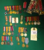 Miniature medals: OBE 2nd type civil; MBE ditto (2) and mil type; group of seven: CBE, BWM, Victory,