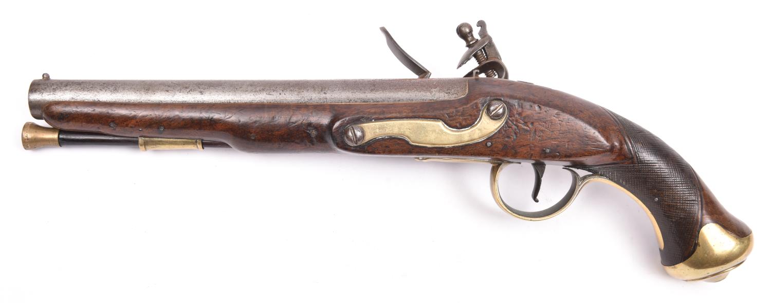 A .65" Light Dragoon pattern Volunteer flintlock holster pistol, sighted 9" barrel with flat - Image 2 of 2