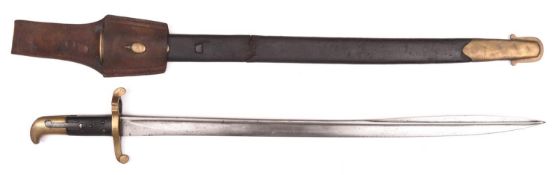 An 1855 Sappers and Miner's bayonet, pipe back blade 24", the crosspiece engraved "V Les E 1 87" (
