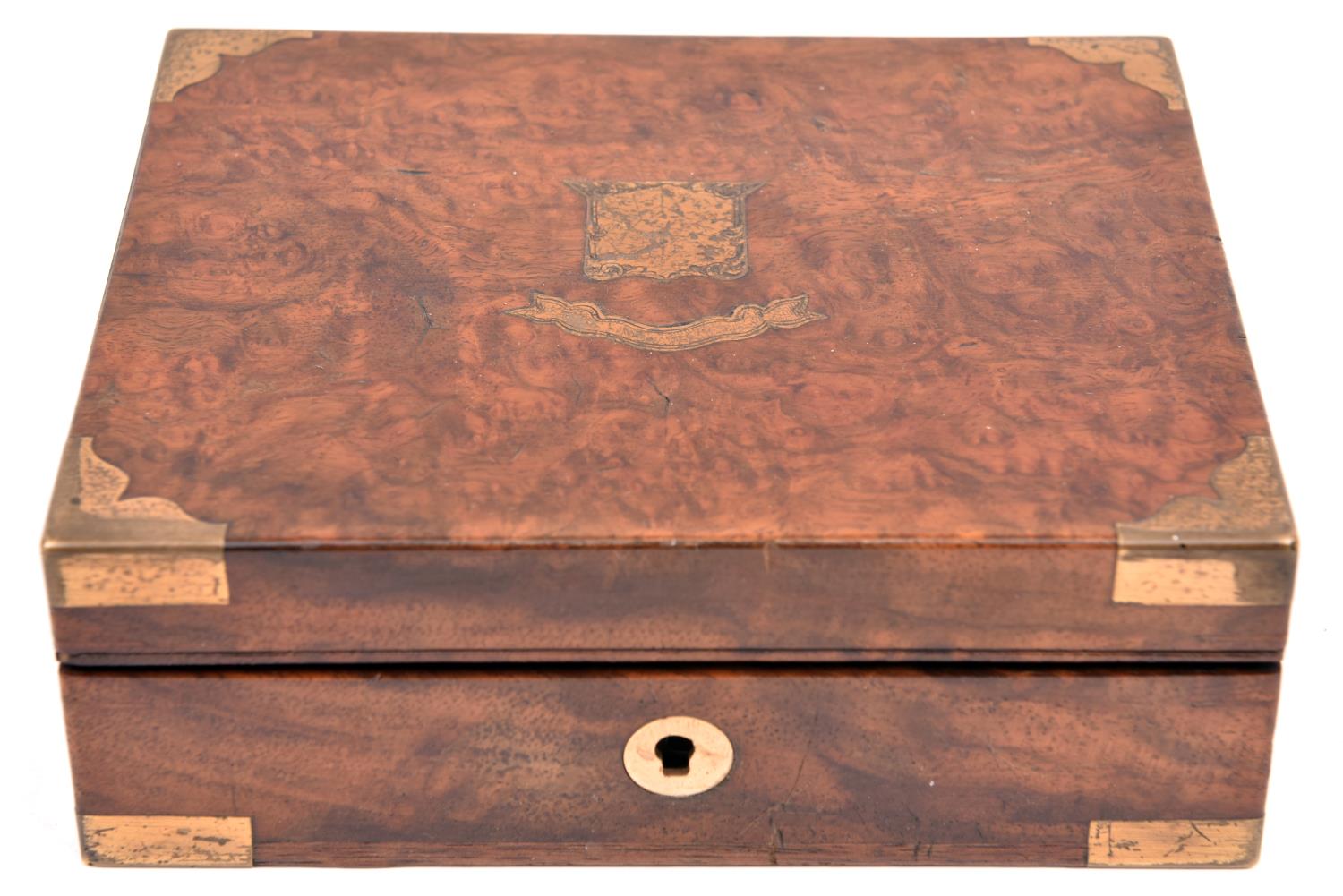 A very nice quality brass bound burr walnut veneered fitted case for a Sharps 4 barrelled pistol - Image 2 of 2