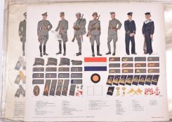 16 charts of uniforms and ranks in colour, 20" x 17", descriptions in German, dated 1933-39,