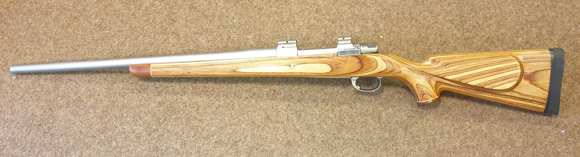 **A custom built 9.3 x 64mm bolt action rifle, number 7290, 44" overall, heavy stainless steel - Image 2 of 3