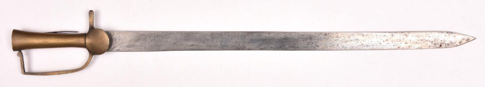An unidentified early 19th century (?) continental sword bayonet, flat single edged blade 23", the 2