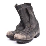 A Third Reich Fallschirm Jager black leather jump boots, with moulded rubber soles. GC £1200-1300