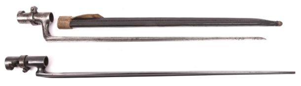 A Russian triangular socket bayonet for the Berdan rifle, blade 20½" with chisel point, unmarked.