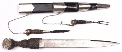 A modern Scottish military dress dirk of the Royal Scots, flat 12" blade with scalloped back edge,