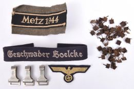 Third Reich items, various: including Geschwader Boelcke cuff title; naval cap eagle, 3 dagger