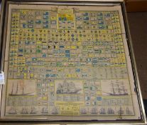A framed chart of Browns Standards and Flags of all Nations", 29" x 29", QGC (some damage,