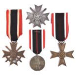 A 1939 War Merit Cross 1st class, with thread for screw back fitting, (worn to dull grey overall);