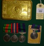 Three: Defence, War (un-named as issued), GSM 1918-62, 1 clasp Malaya, Geo VI issue (14457085 Cpl