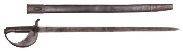 A P1871 Volunteer cutlass bayonet for the Martini Henry rifle, flat unmarked blade 25½", in its