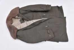 A Post WWII Swedish army winter coat, sheepskin lined. GC £30-35