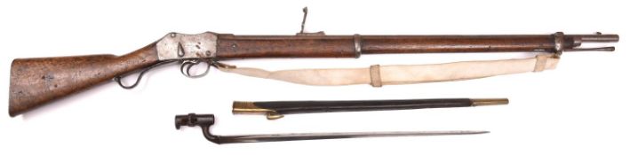 A .577/450" Martini Henry Mark II rifle, 49" overall, barrel 33", the frame marked with crown
