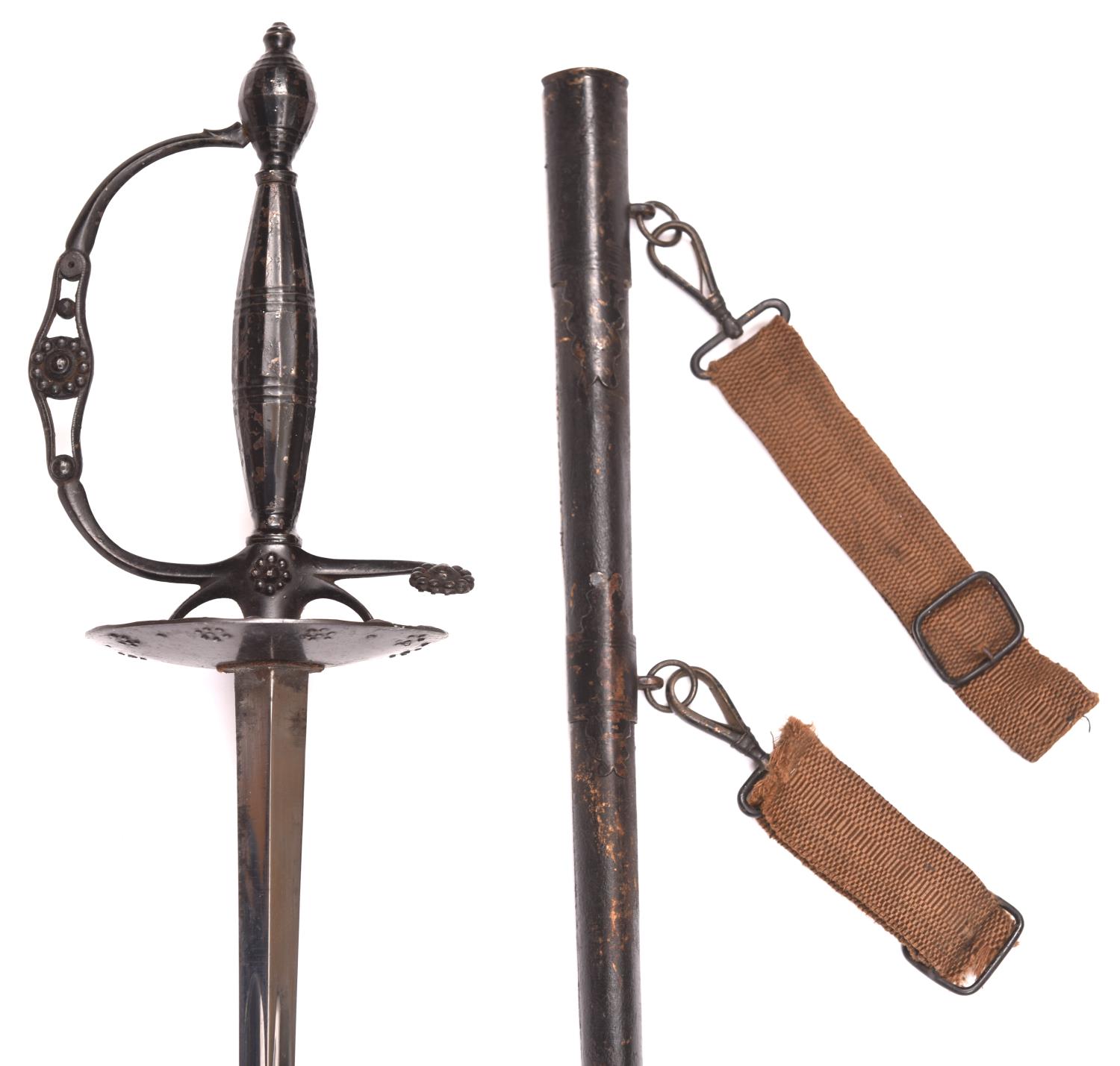 A Victorian court sword, blade 32" retains nearly all original polish, cut steel hilt, dish guard, - Image 2 of 2