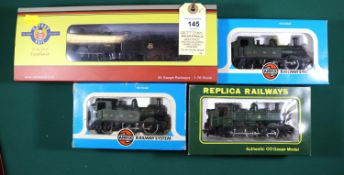 4x OO gauge BR/GWR locomotives. An Oxford Rail BR Dean Goods 0-6-0 tender loco, 2409, in unlined