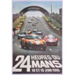 A rare original 1966 motor racing poster. '24 Heures du Mans 18 et 19 Juin 1966'. Height 58cm, width