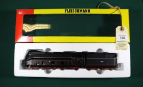 A Fleischmann HO gauge DR class 03 4-6-2 Tender Locomotive. RN 03 1081 (4171). In black and red